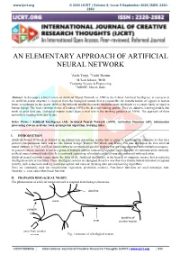 An Elementary Approach of Artificial Neural Network