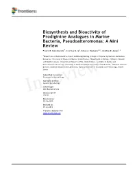 Biosynthesis and Bioactivity of Prodiginine Analogues in Marine