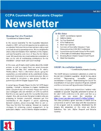 CCPA Counsellor Educators Chapter Newsletter