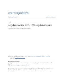 Legislative Action 1995/1996 Legislative Session Assembly Committee on Utilities and Commerce