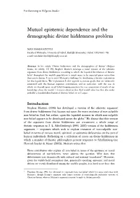 Mutual Epistemic Dependence and the Demographic Divine Hiddenness Problem