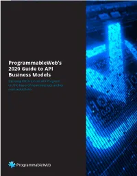 Programmableweb's 2020 Guide to API Business Models