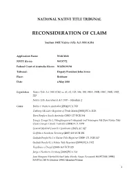 Reconsideration of Claim