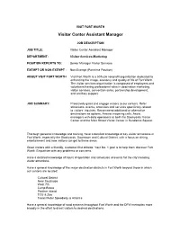 Visitor Center Assistant Manager