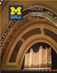 2016 Honors Convocation Program