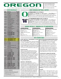 2019 Oregon Softball Notes 2019 SCHEDULE KEY STORYLINES