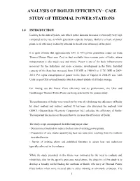 Analysis of Boiler Efficiency– Case Study of Thermal Power Stations