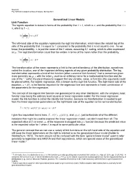 Generalized Linear Models Link Function the Logistic Equation Is