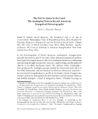 The Anabaptist Turn in Recent American Evangelical Historiography