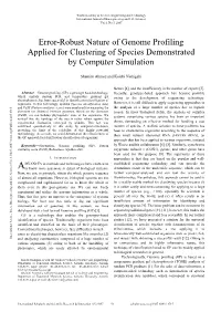 Error-Robust Nature of Genome Profiling Applied for Clustering of Species Demonstrated by Computer Simulation