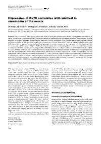 Expression of Ku70 Correlates with Survival in Carcinoma of the Cervix