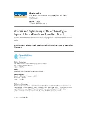 Genesis and Taphonomy of the Archaeological Layers of Pedra