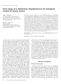 Host Range of a Deleterious Rhizobacterium for Biological Control of Downy Brome