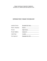 Introduction to Music Technology