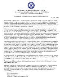 June 29-30 Game Cancellation Statement