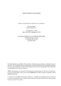 Nber Working Paper Series Media Coverage of Political
