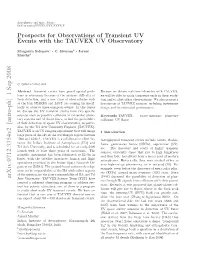 Prospects for Observations of Transient UV Events with the TAUVEX UV Observatory 3