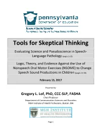 Tools for Skeptical Thinking
