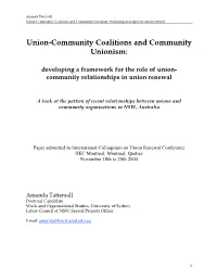 Union-Community Coalitions and Community Unionism: Evaluating Strategies for Union Renewal