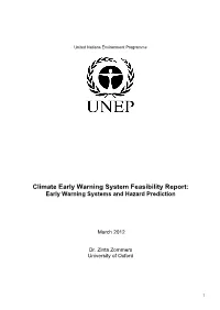 Climate Early Warning System Feasibility Report: Early Warning Systems and Hazard Prediction