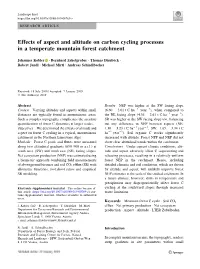 Effects of Aspect and Altitude on Carbon Cycling Processes in a Temperate Mountain Forest Catchment