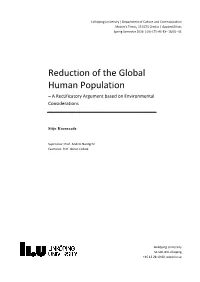 Reduction of the Global Human Population – a Rectificatory Argument Based on Environmental Considerations