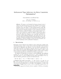 Refinement Type Inference Via Horn Constraint Optimization⋆