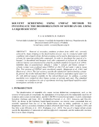 Solvent Screening Using Unifac Method to Investigate the Deodorization of Soybean Oil Using a Liquid Solvent