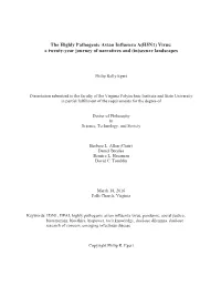 The Highly Pathogenic Avian Influenza A(H5N1) Virus: a Twenty-Year Journey of Narratives and (In)Secure Landscapes