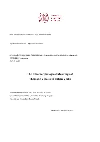 The Intramorphological Meanings of Thematic Vowels in Italian Verbs