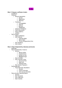 Week 1: Protozoans and Phylum Cnidaria - Invertebrates - Protozoans O General Characteristics