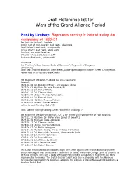 Draft Reference List for Wars of the Grand Alliance Period