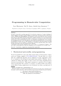Programming in Biomolecular Computation