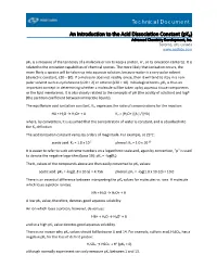 An Introduction to the Acid Dossociation Constant (Pka)
