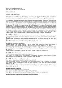 Early Film Theory and the Idea of Modernity