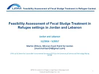 Feasibility Assessment of Fecal Sludge Treatment in Refugee Context