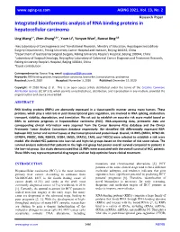 Integrated Bioinformatic Analysis of RNA Binding Proteins in Hepatocellular Carcinoma