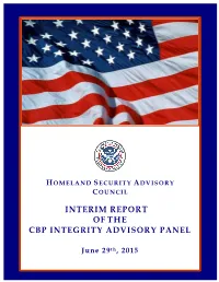 Interim Report of the CBP Integrity Advisory Panel