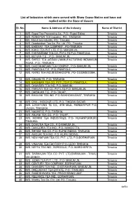 List of Industries Which Were Served with Show Cause Notice and Have Not Replied Within the State of Assam