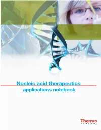 Nucleic Acid Therapeutics Applications Notebook Table of Contents