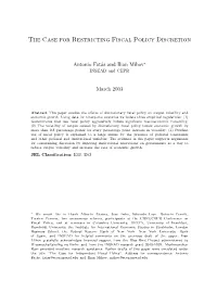 The Case for Restricting Fiscal Policy Discretion