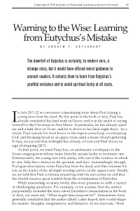 Warning to the Wise: Learning from Eutychus's Mistake