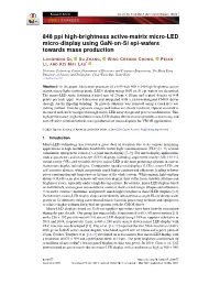 848 Ppi High-Brightness Active-Matrix Micro-LED Micro-Display Using Gan-On-Si Epi-Wafers Towards Mass Production