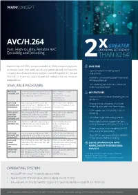 AVC/H.264 Fast, High-Quality, Reliable AVC Encoding and Decoding 1