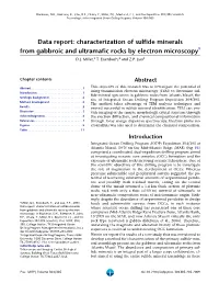 Characterization of Sulfide Minerals from Gabbroic and Ultramafic Rocks by Electron Microscopy1 D.J