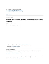 Divergent Rnai Biology in Mites and Development of Pest Control Strategies