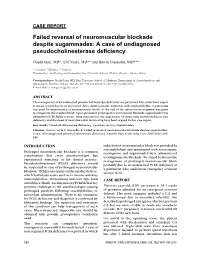 Failed Reversal of Neuromuscular Blockade Despite Sugammadex: a Case of Undiagnosed Pseudocholinesterase Deficiency