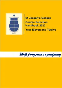 St Joseph's College Course Selection Handbook 2022 Year Eleven