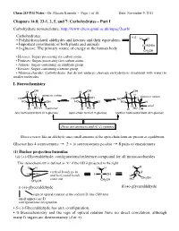 215 F11- Notes-Carbohydr