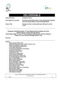 Europeana Cloud Deliverable 1.3 User Requirements Analysis and Case Studies Report